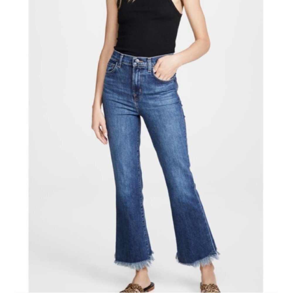 J Brand Julia High Rise Jeans 28 Denim Womens Blue Romance Raw Hem Flare AS-IS